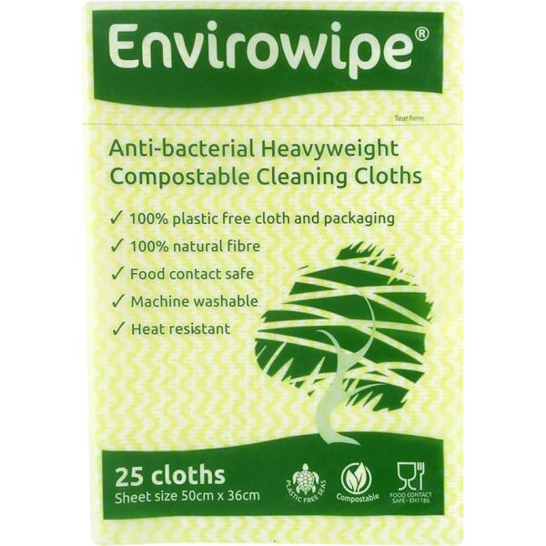 Envirowipe Anti-bacterial Compostable Cleaning Cloths Yellow 50x36cm Single